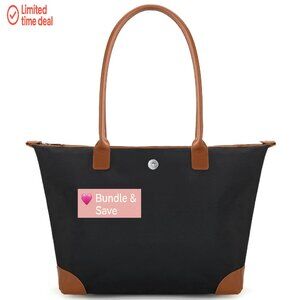 Large Nylon Tote Bag with Zipper Foldable Work Shoulder Bag